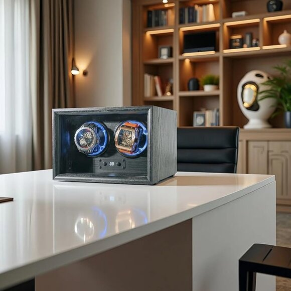 2 Watch Winder Box 15 Modes Quiet Motor USB Powered Display Case NWT - Picture 3 of 7